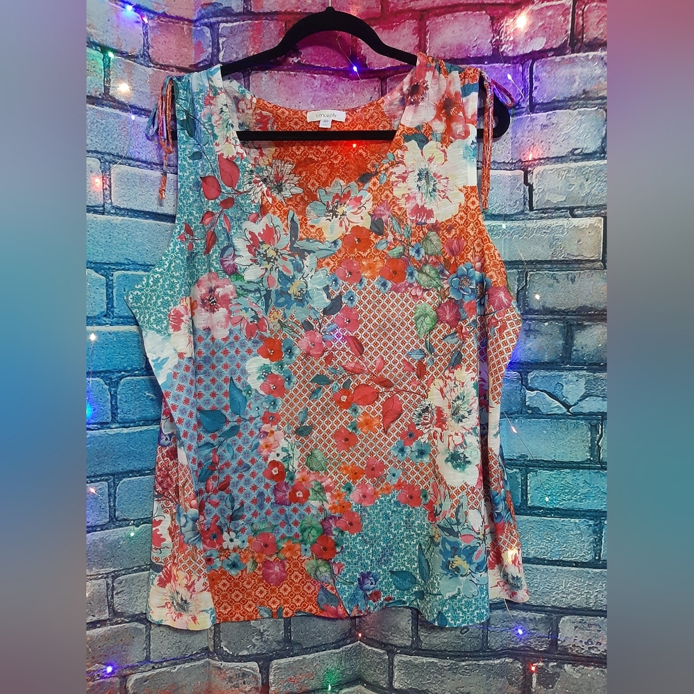 NWOT Concepts Floral Sleeveless Top With Rhinestone Accents XXL (20)